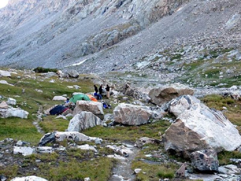 Set up camp along trail