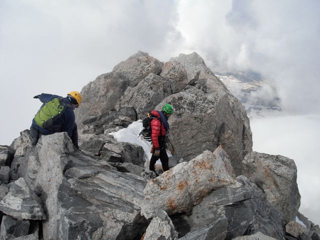 Two climbers at the summit