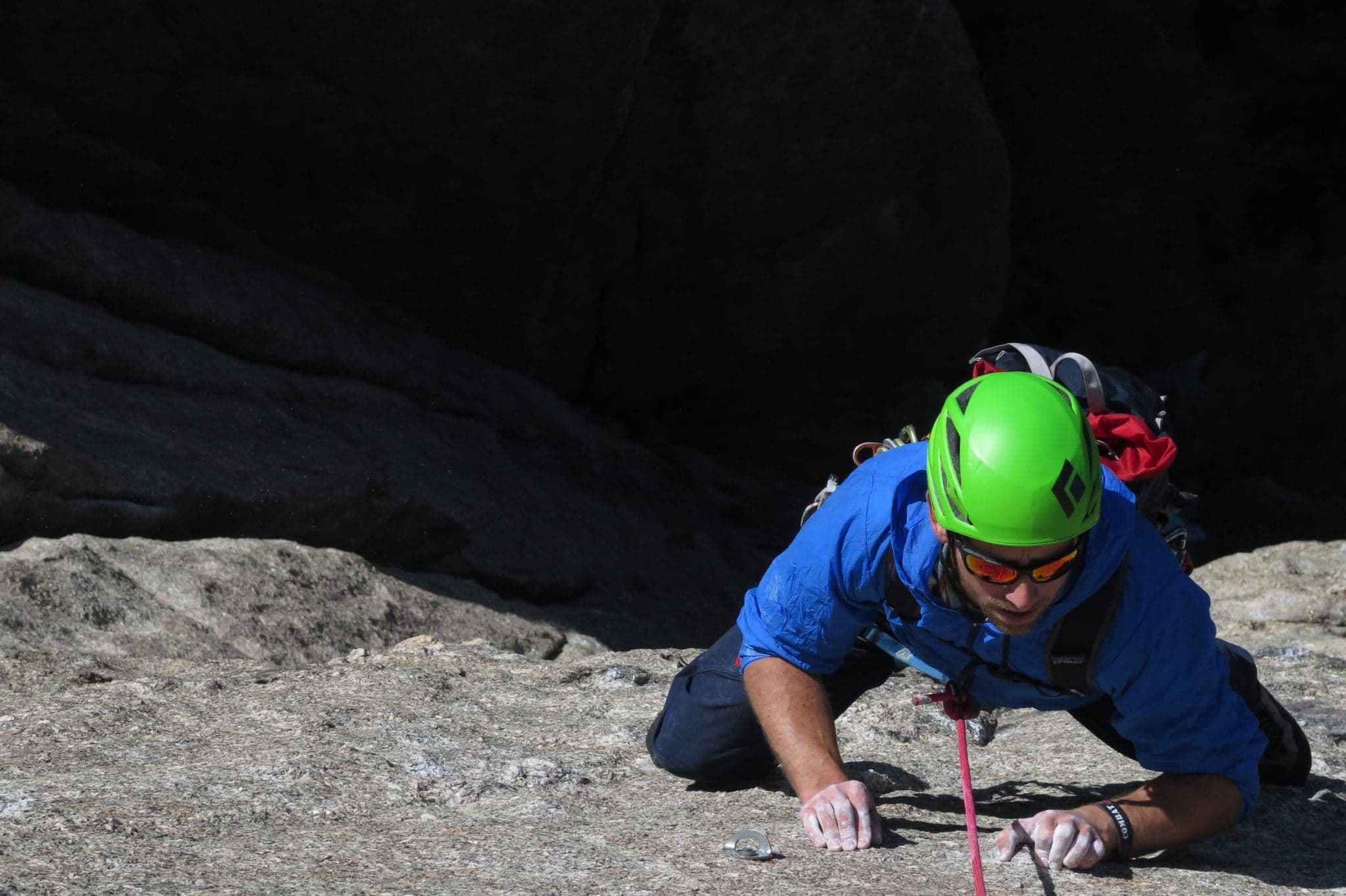 Climber in canyon in Rocky Mountain national park 