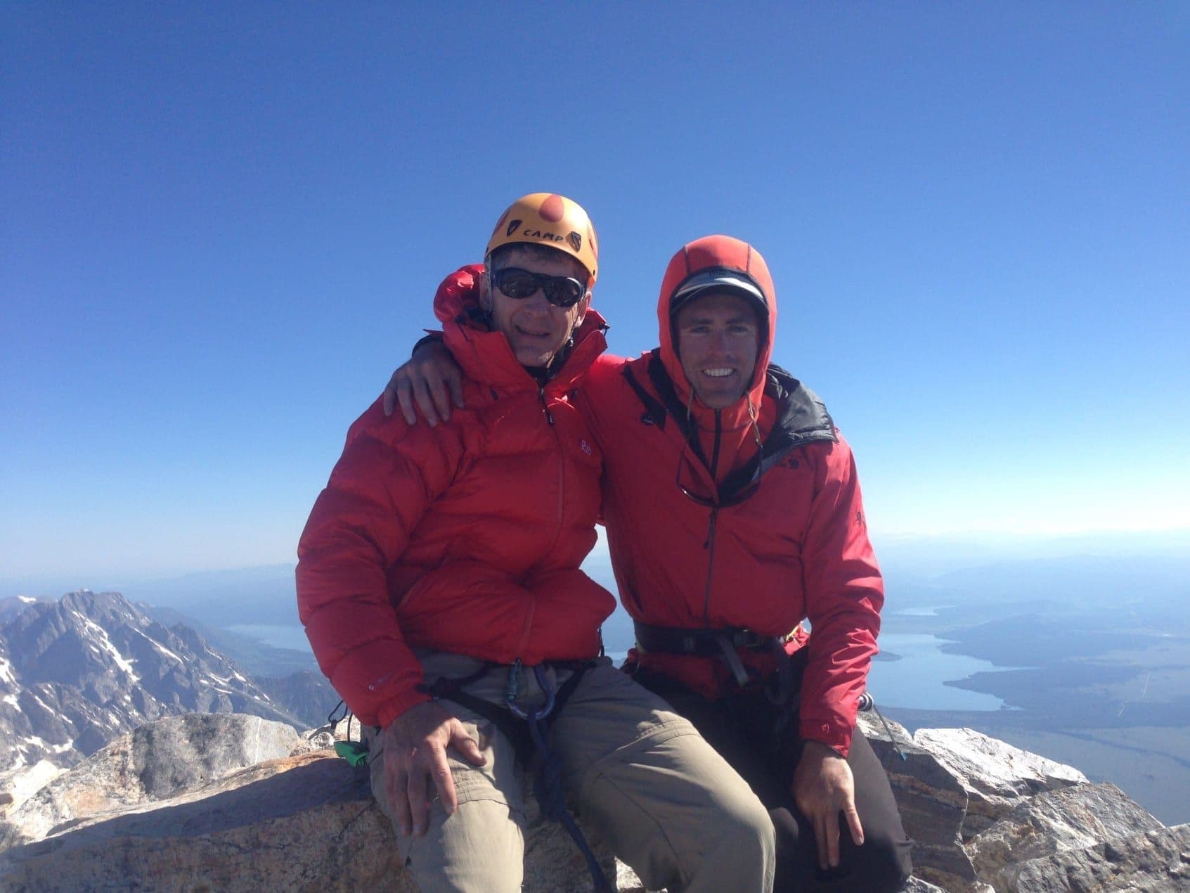 2 men at summit in Grand Teton