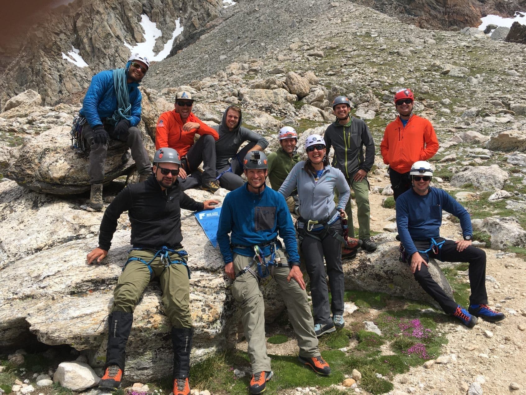 Group photo of happy climbers 