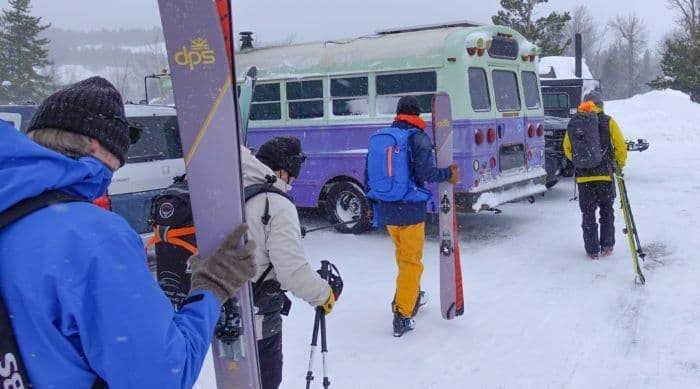 Skiers getting ready 