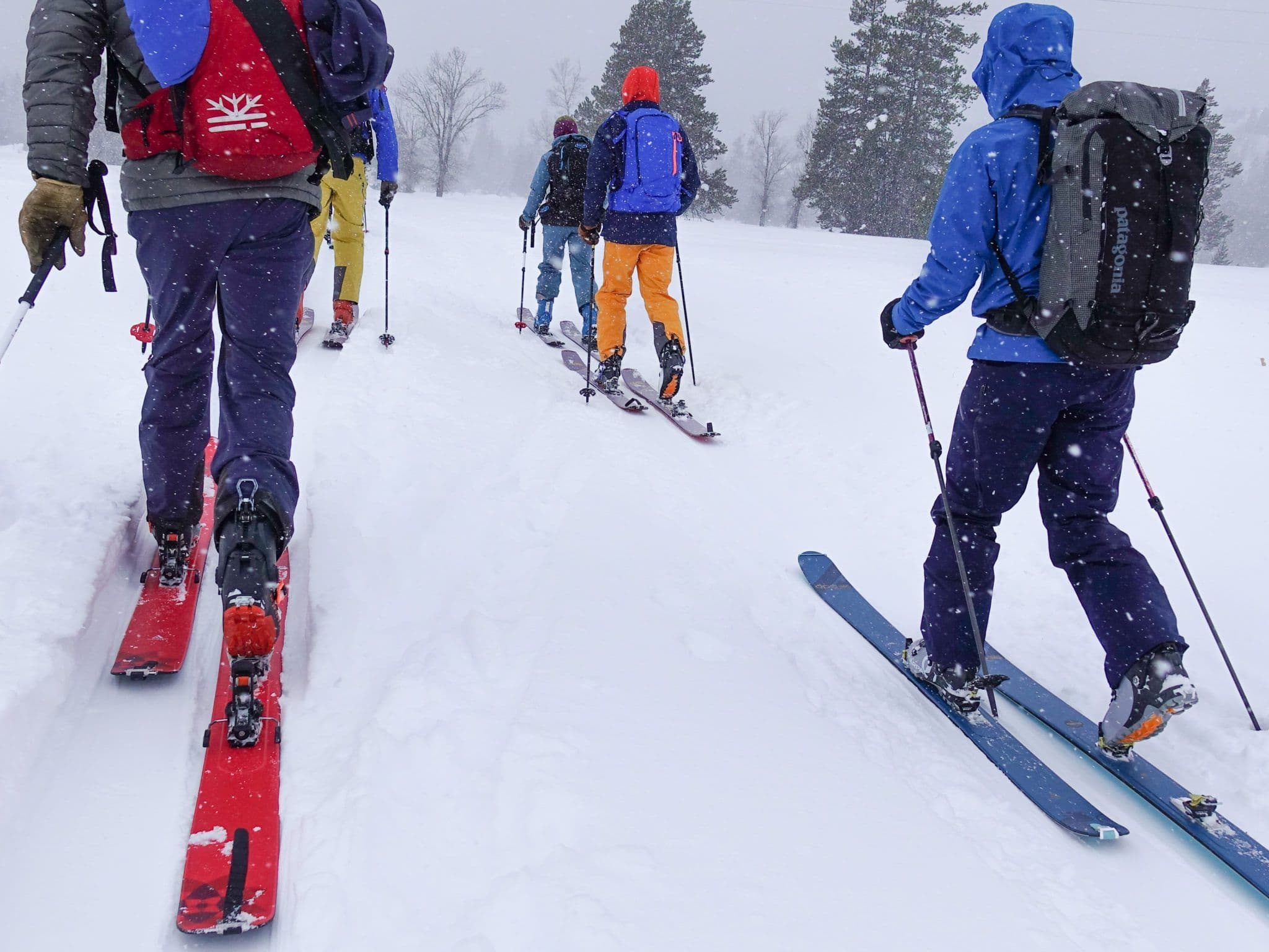 Team backcountry skiing together