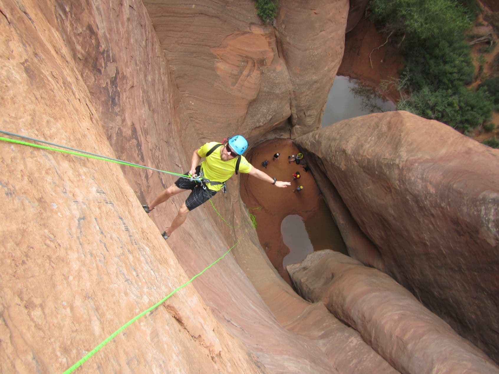 Person Canyoneering in Moab Utah