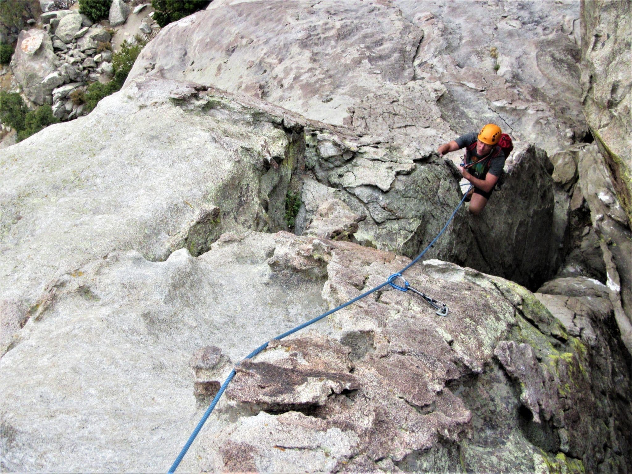 Man climbing in city of rocks 