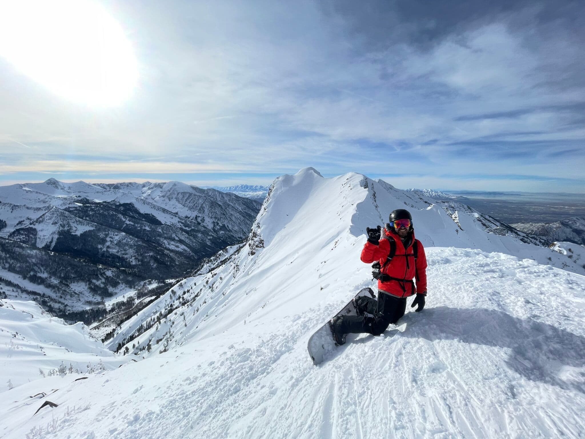 Snowboarder at the top of mountain 
