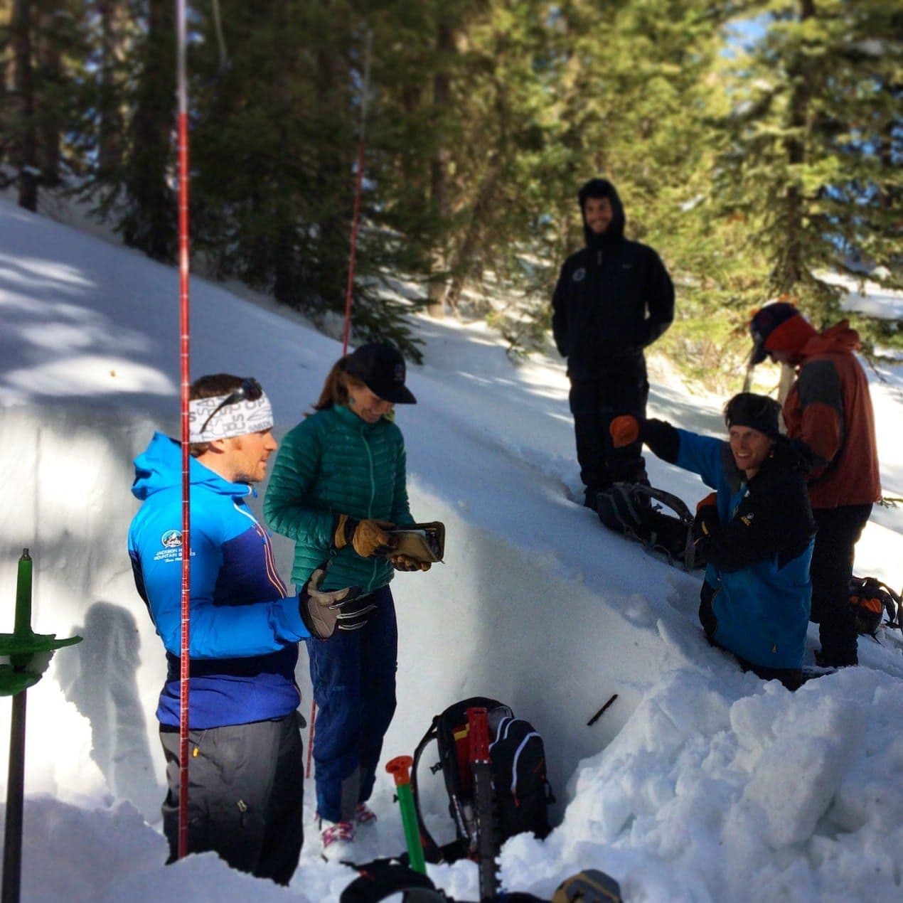 People instructing on Avalanche course