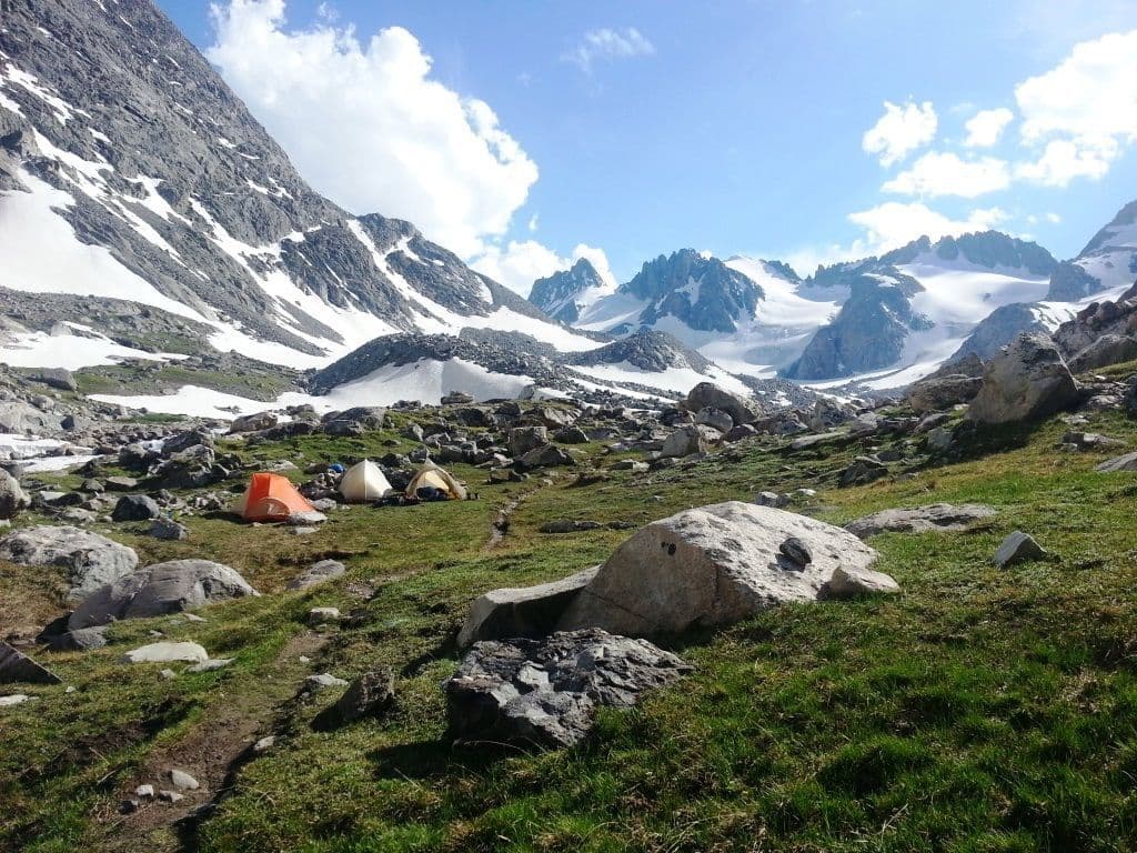 People camping in the mountains of Granite peak 