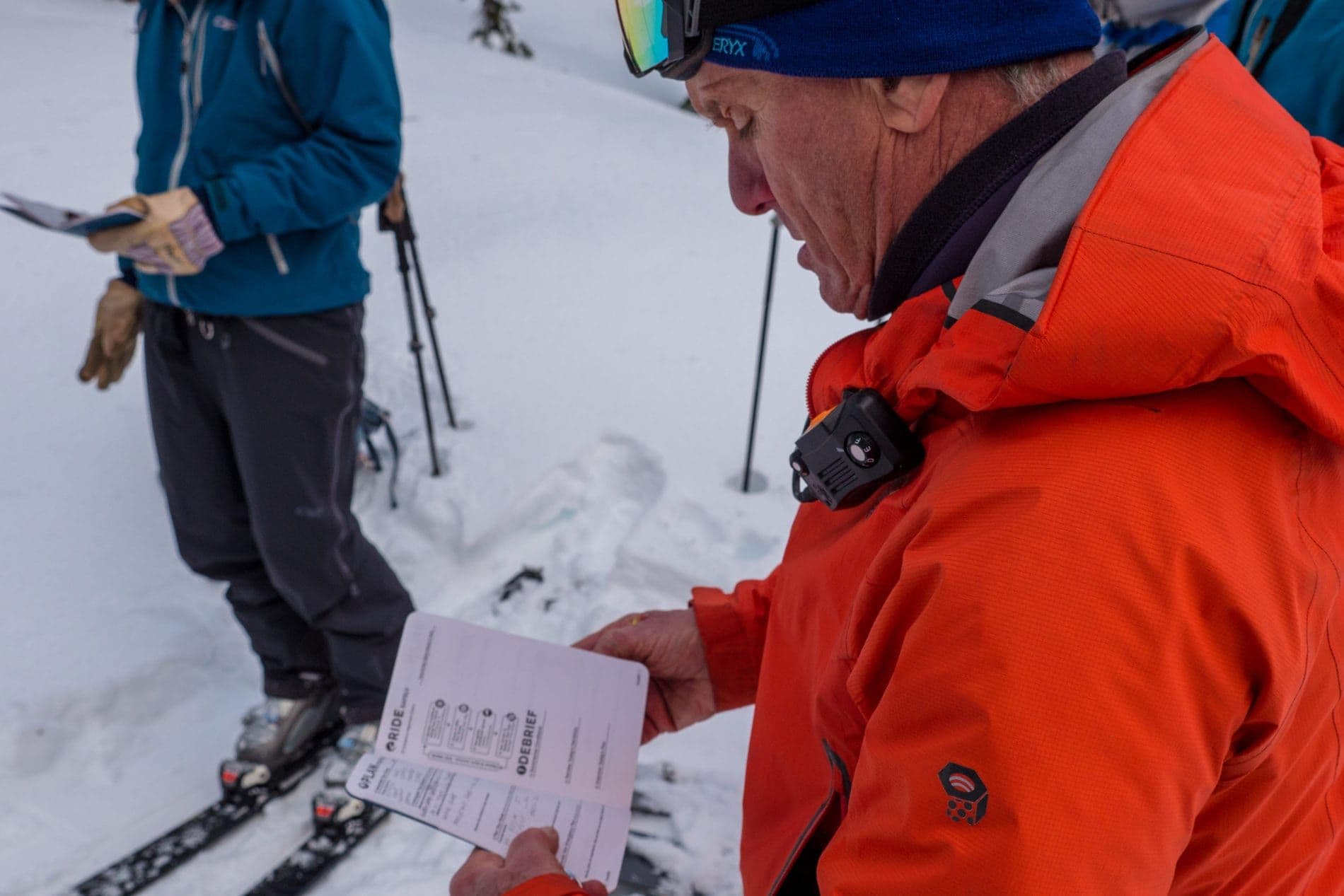 Team member following directions in avalanche course