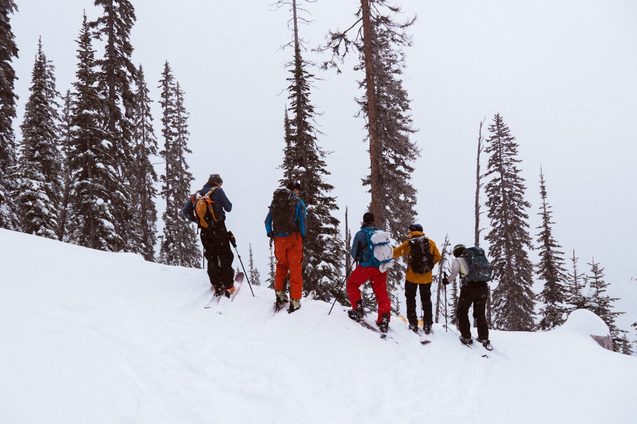 Team backcountry skiing together