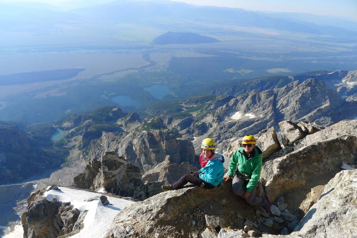 2 team members at summit in teton national park