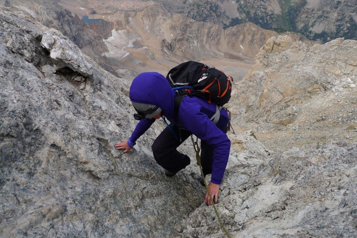 Person climbing in Grand Teton National Park
