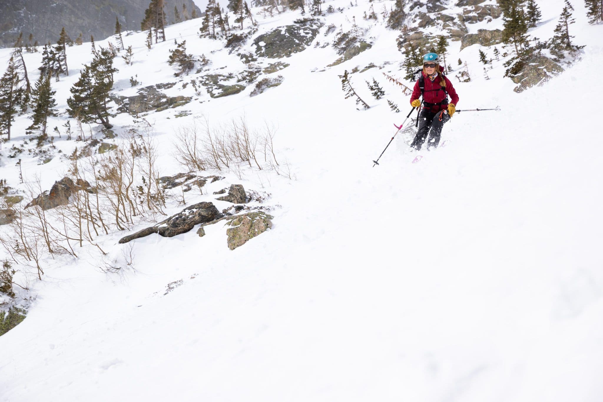 Skier going down powder 