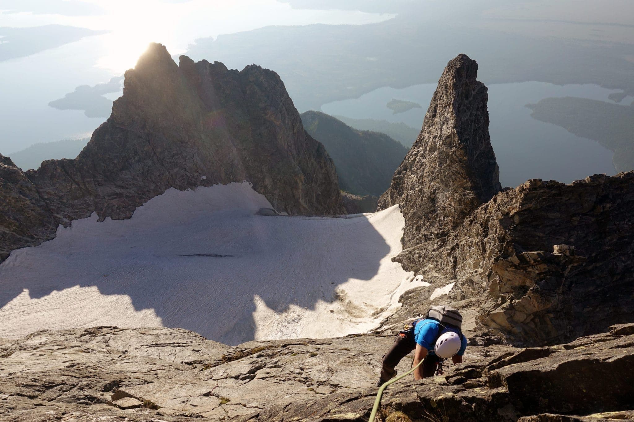 Person climbing Mount Moran