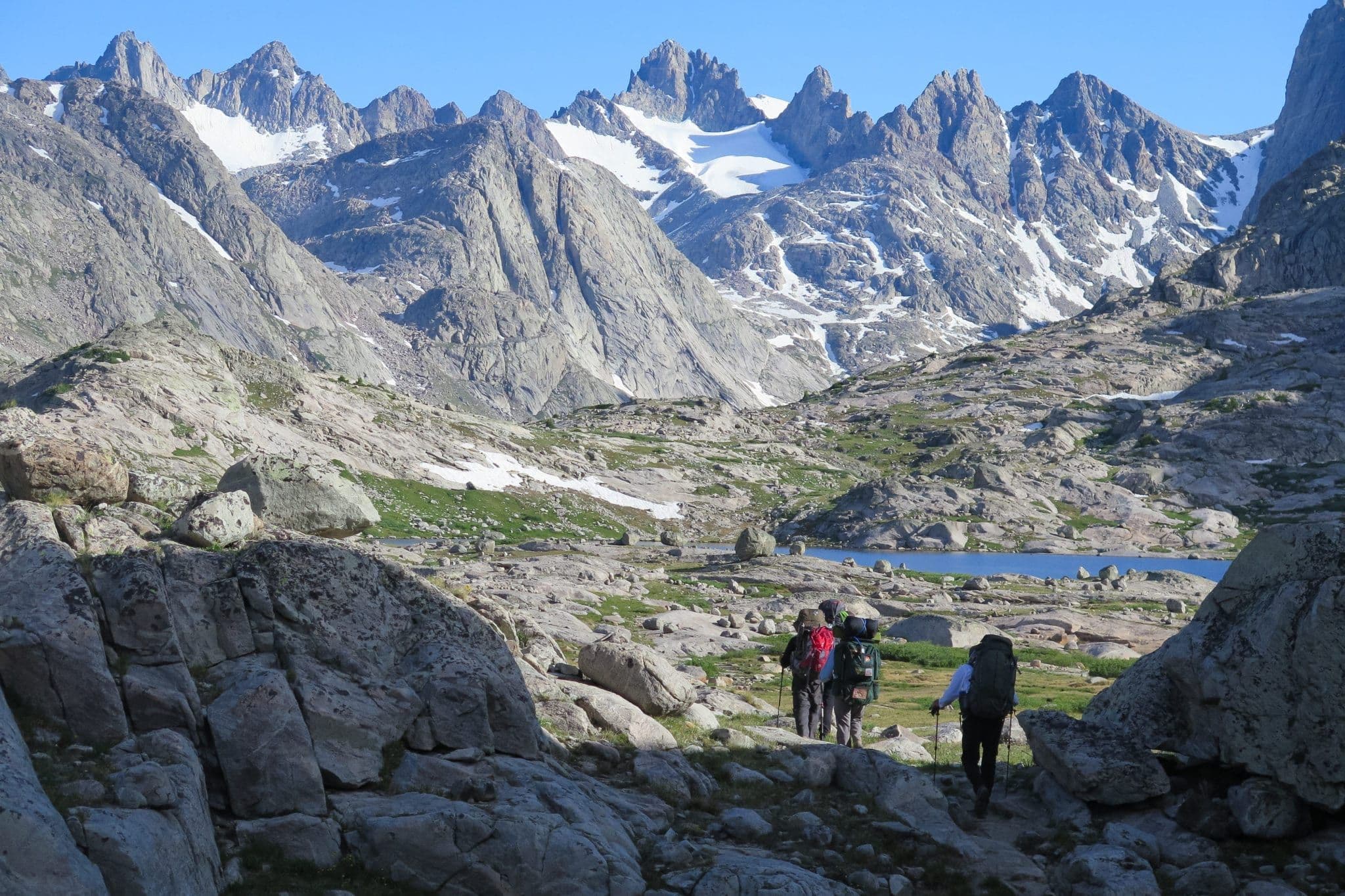 Hikers on a trail in Gannett Peak