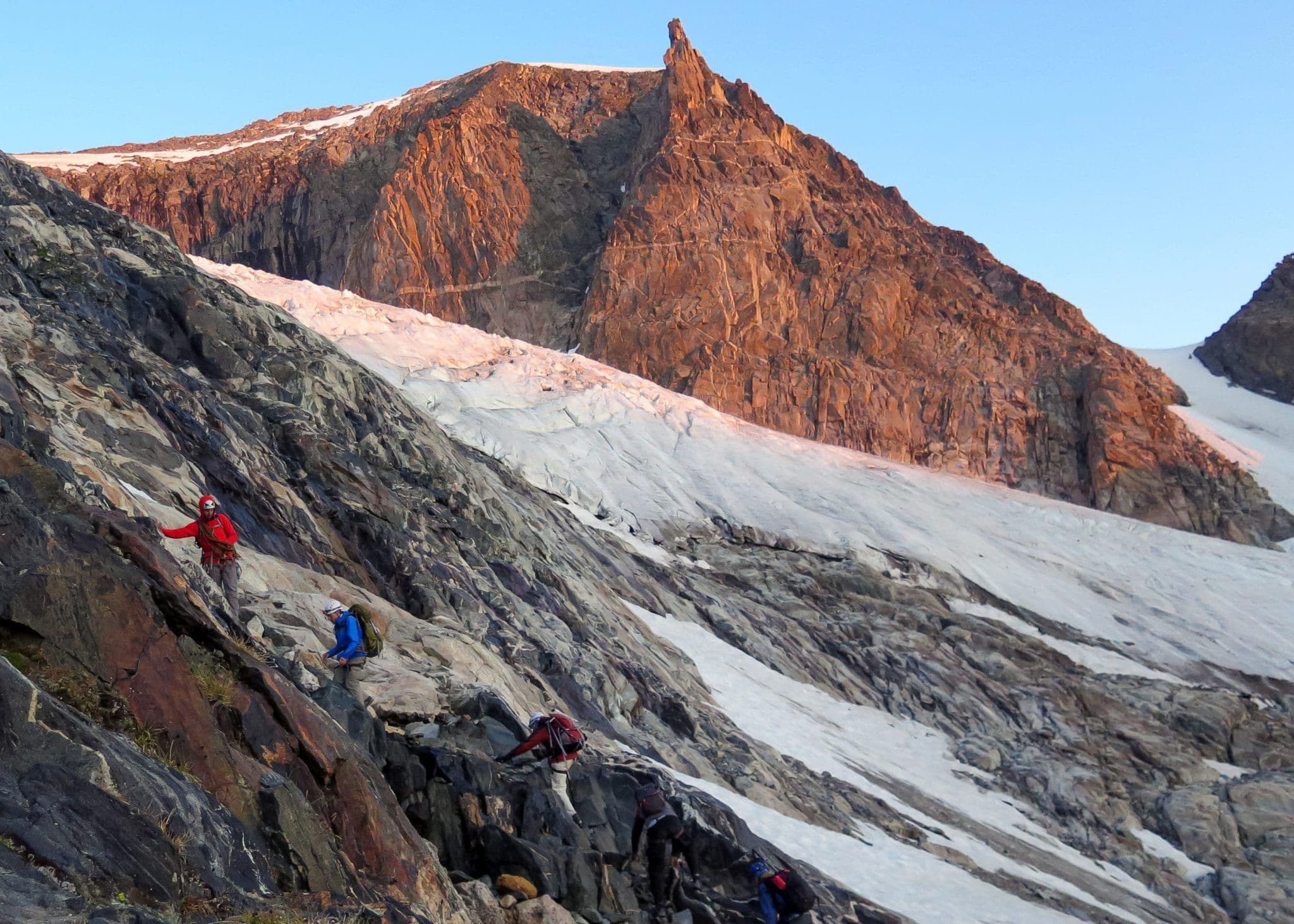Climbers scaling Gannett Peak