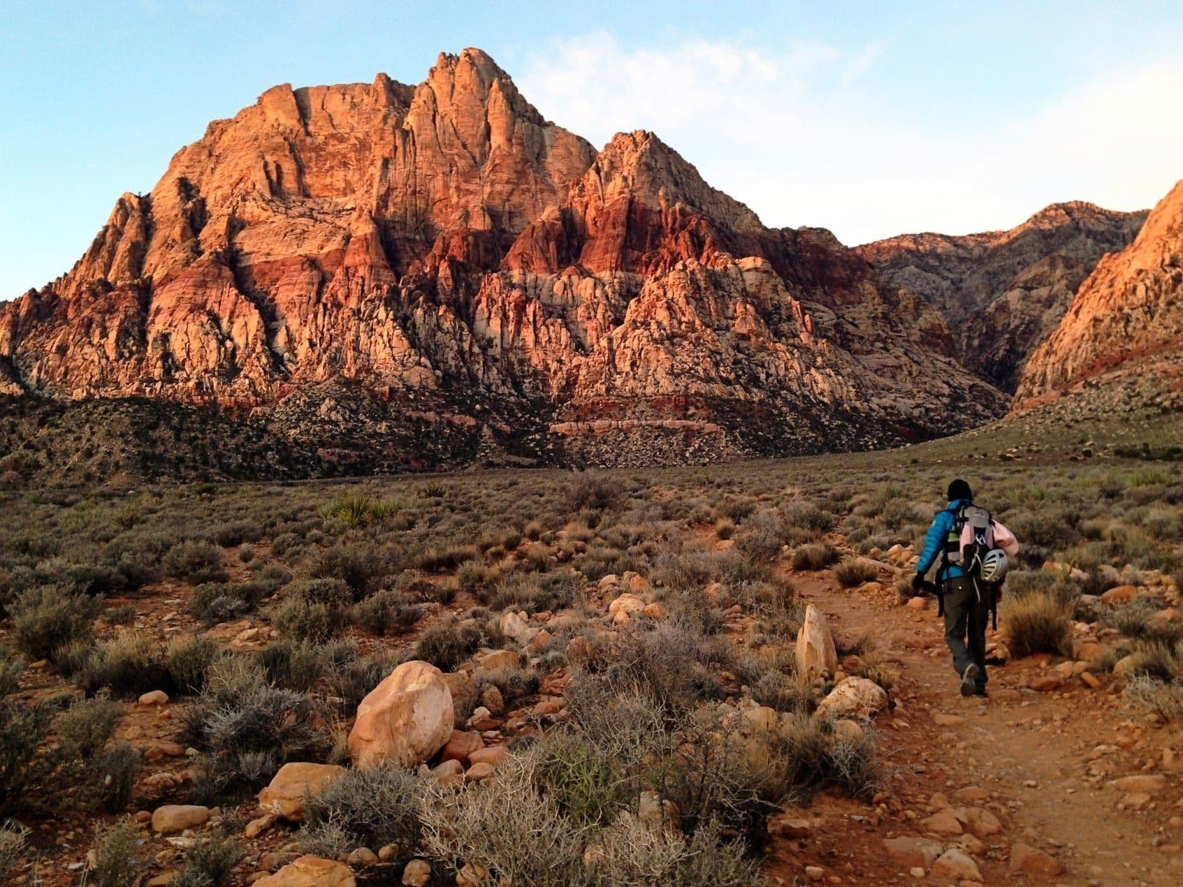 Person hiking in red rock