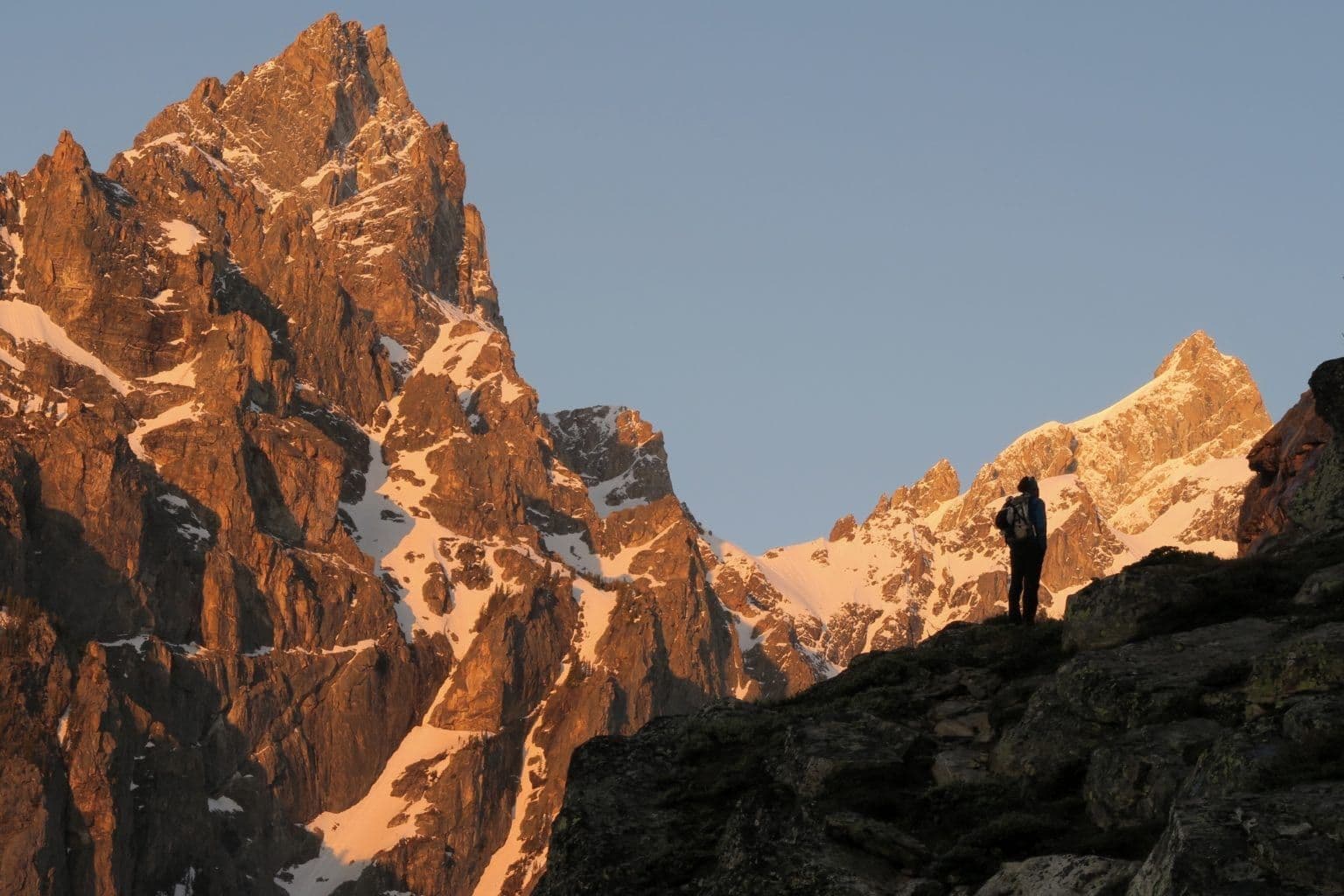 Person climbing the tetons
