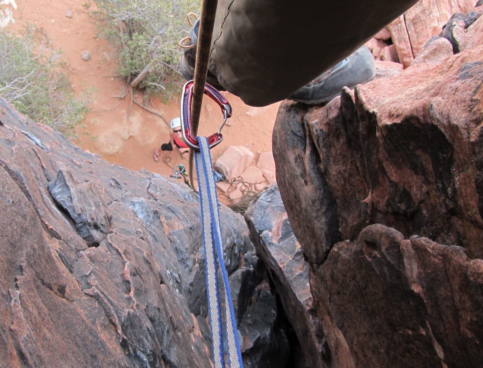 Close up of equipment for rock climbing in Red Rock