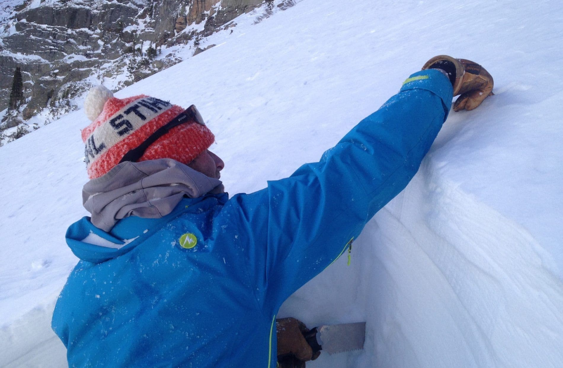 Person checking snow