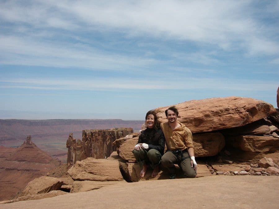 Two hikers happy in Moab