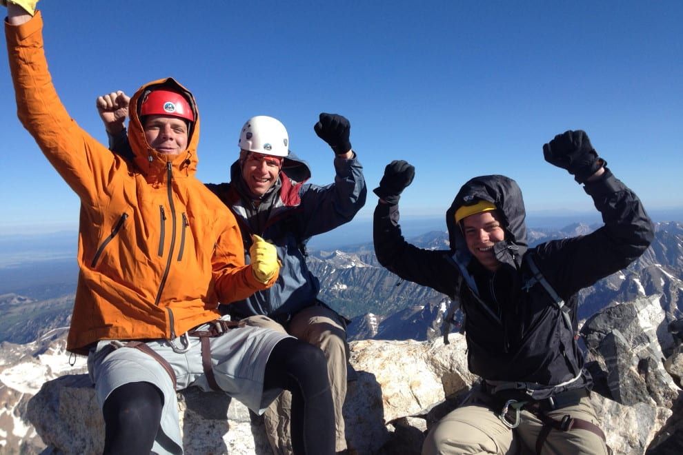 Happy clients enjoying the summit of the Grand Teton