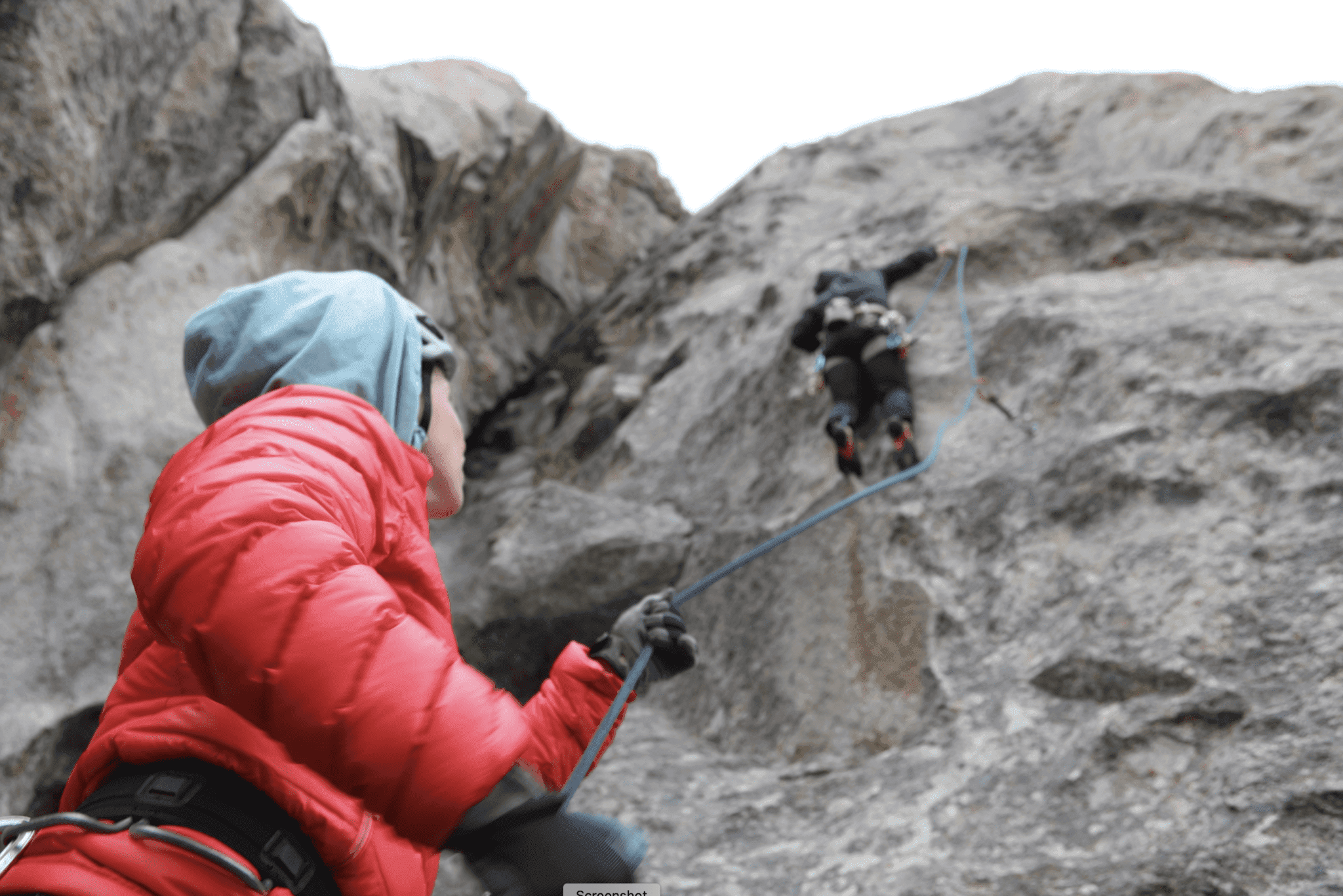 Pair climbing in city of rocks