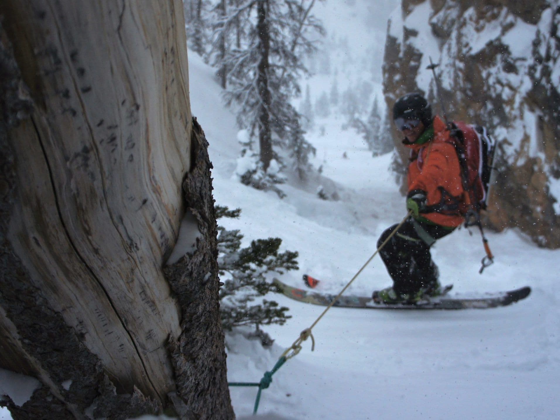 Skier maneuvering snowy terrain in Grand Teton national park
