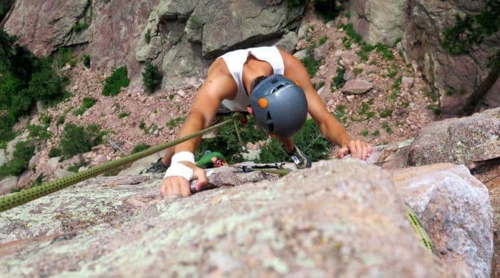 Person climbing Eldorado canyon