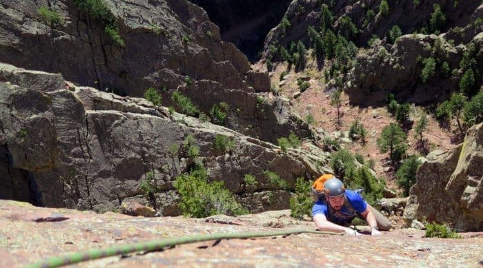 Person climbing at Eldorado canyon