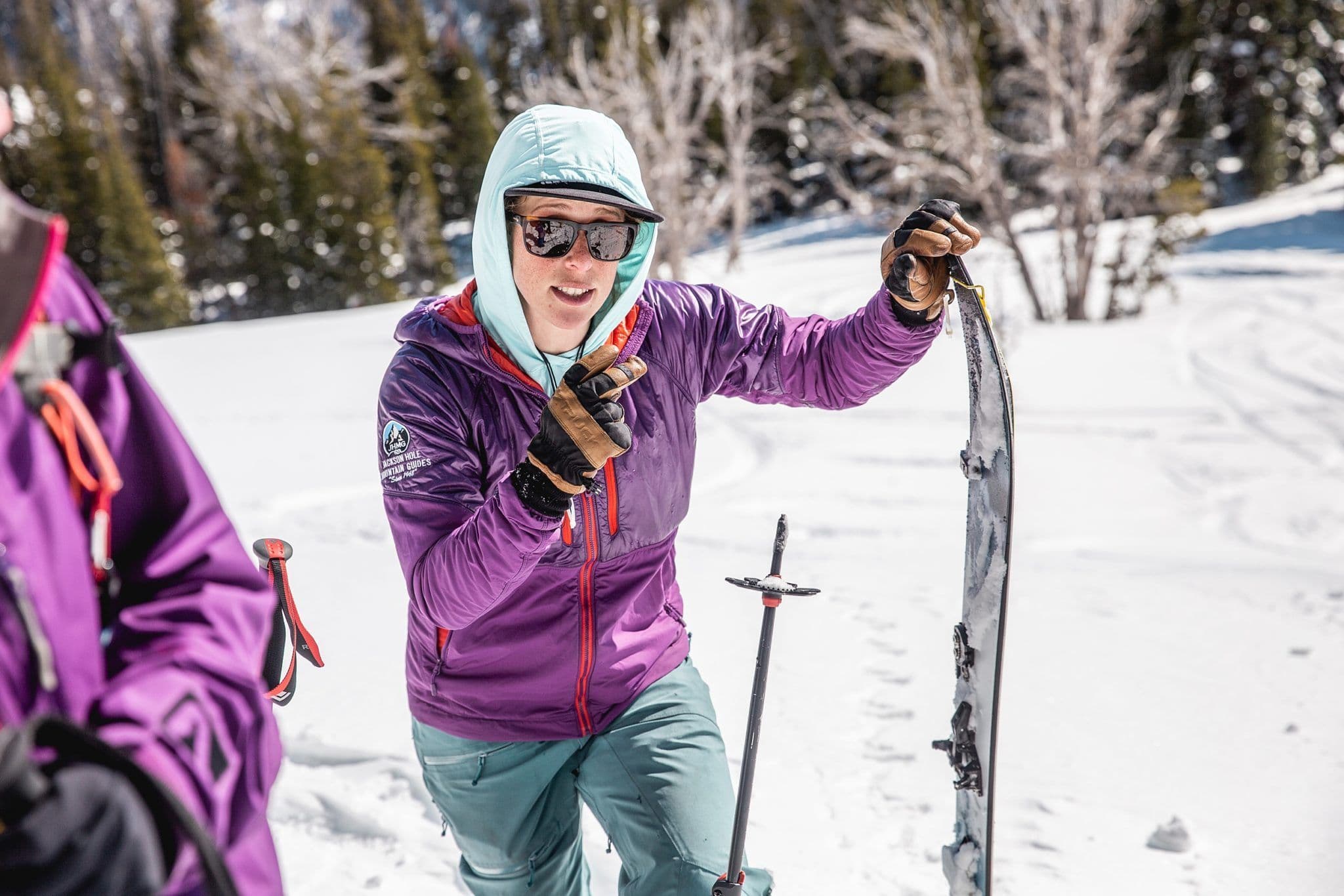 Woman standing in snow