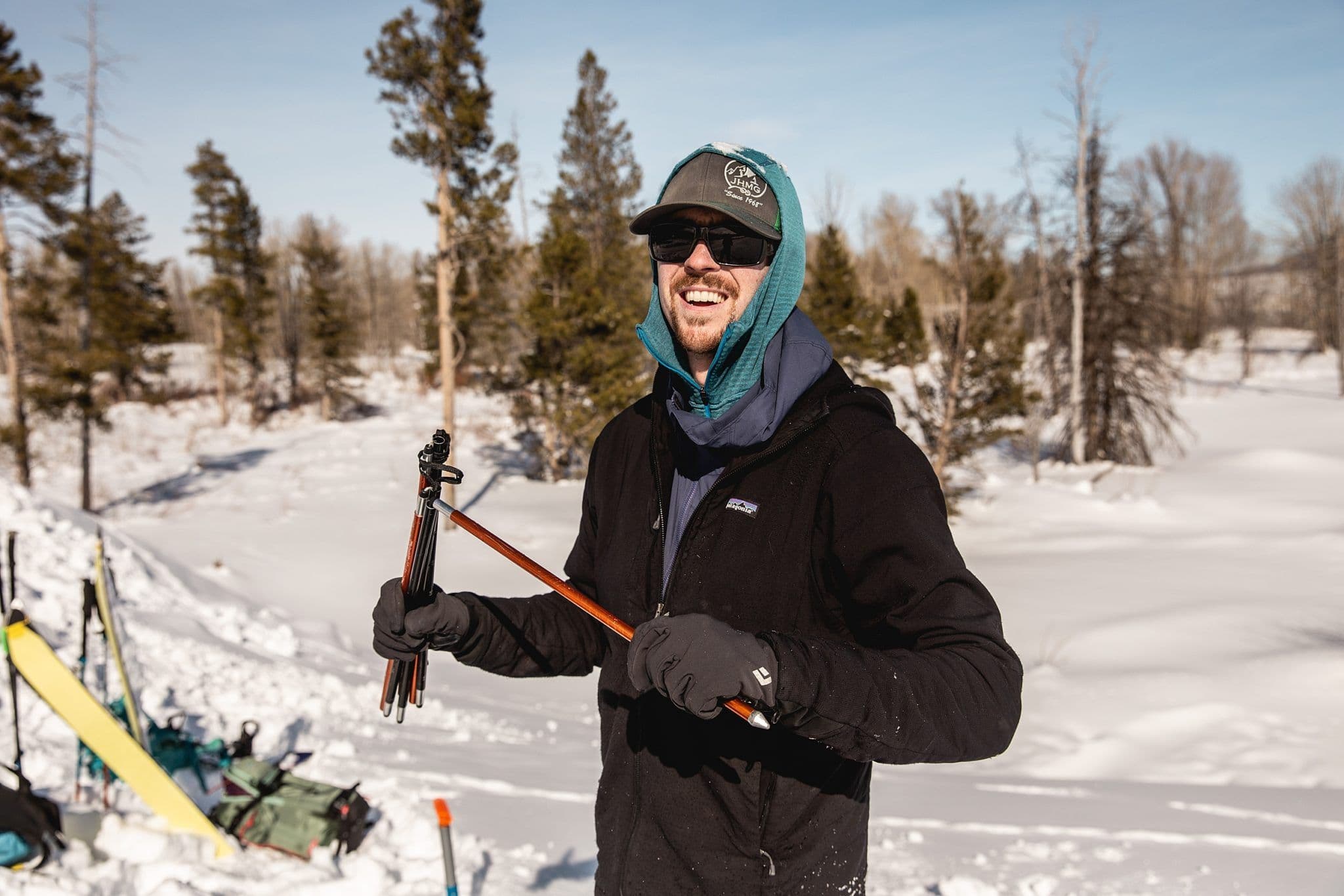 Member of avalanche course having Fun