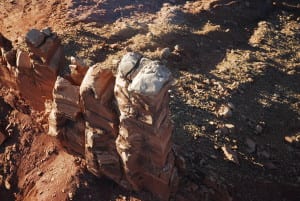 arial view of a moab rock tower