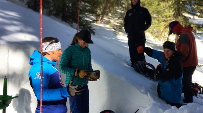 backcountry riders learning snow science