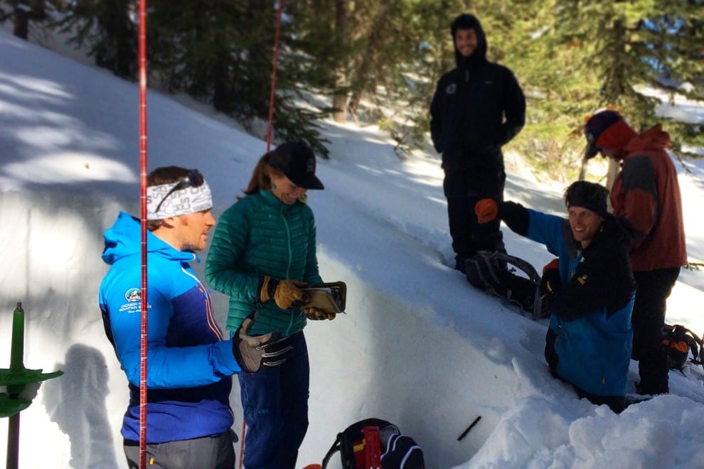 backcountry riders learning snow science