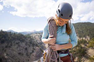 a women preparing to climb