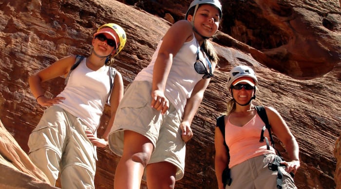 happy family during a day canyoneering