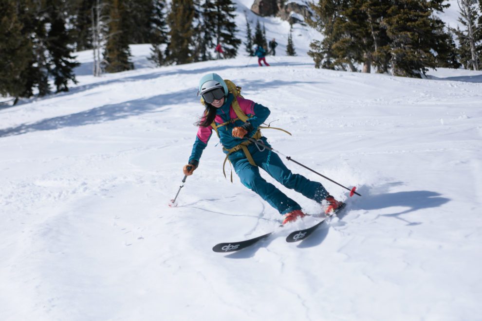 Female skiing in Grand Teton National Park.