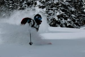 skiing deep powder