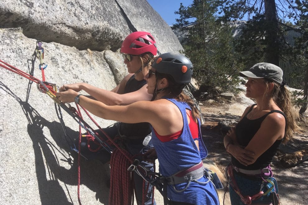 teaching rock climbing techniques